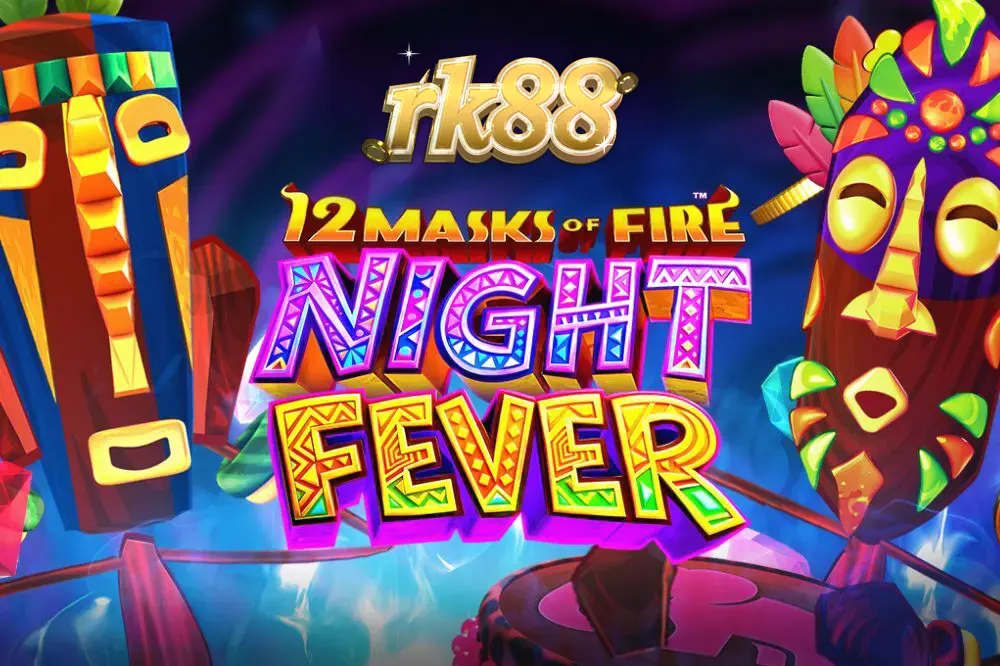 Tampilan visual neon dari slot 12 Masks of Fire: Night Fever